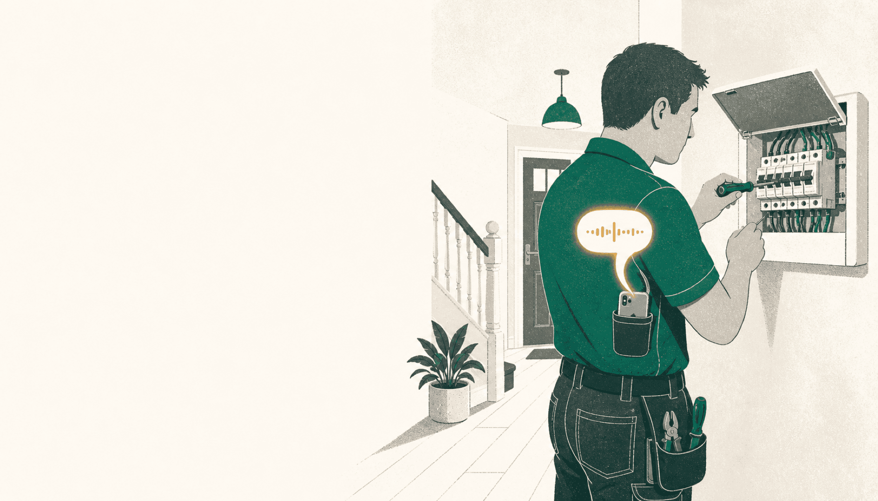 Hand-drawn illustration for: AI receptionist for electricians: answering the phone without hiring anyone