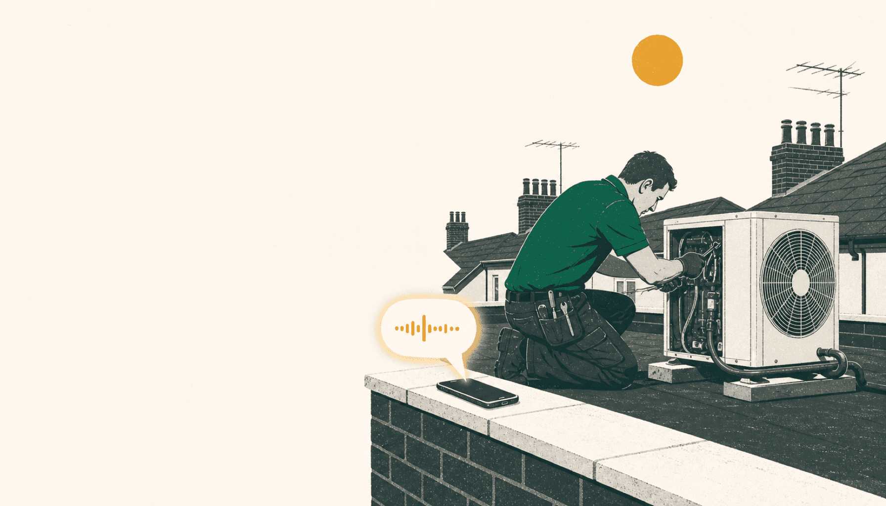 Hand-drawn illustration for: Never miss another aircon call: handling the heatwave call surge