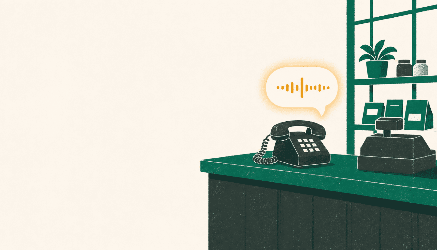 Hand-drawn illustration for: Are AI receptionists any good for a small trade business? An honest look